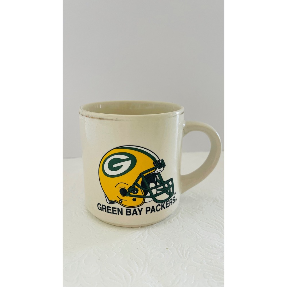Vintage Linyi Green Bay Packers Coffee Mug Cup Gold Rim Ceramic NFL